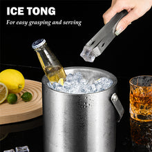 Load image into Gallery viewer, Ice Bucket 2/3L with Silicone Lid, Strainer, Tongs,Small Double Wall Insulated Stainless Steel Ice Bucket Wine Bucket
