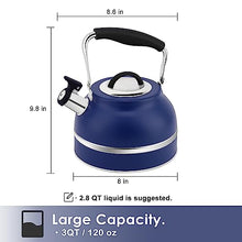 Load image into Gallery viewer, blue tea kettle for stove top
