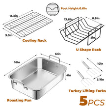 Load image into Gallery viewer, disposable roasting pan with rack best turkey pan set 
