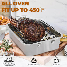 Load image into Gallery viewer, turkey roasting pan with rack stainless steel america cooking
