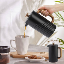 Load image into Gallery viewer, French Press Coffee Maker with Real Wood Handle, Double Wall Insulation &amp; Dual-Filter Screen
