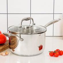 Load image into Gallery viewer, stainless steel saucepans best soup pot 3.7 quart pour spout lid
