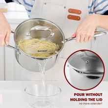 Load image into Gallery viewer, best stainless steel pot with pour spout cooking sauce pasta pouring
