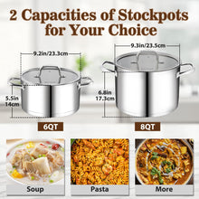 Load image into Gallery viewer, big cooking pots stainless steel stock pots commercial restaurant
