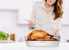 Load image into Gallery viewer, roasting pan for turkey stainless steel with rack cooking a turkey
